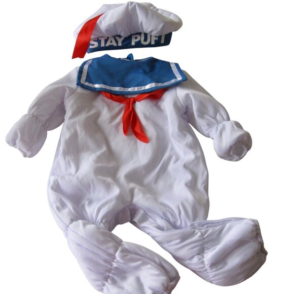 STAY PUFT Ghostbusters Costume w Hat Baby Size 6- 12 Mos Marshmallow HALLOWEEN - Picture 1 of 4